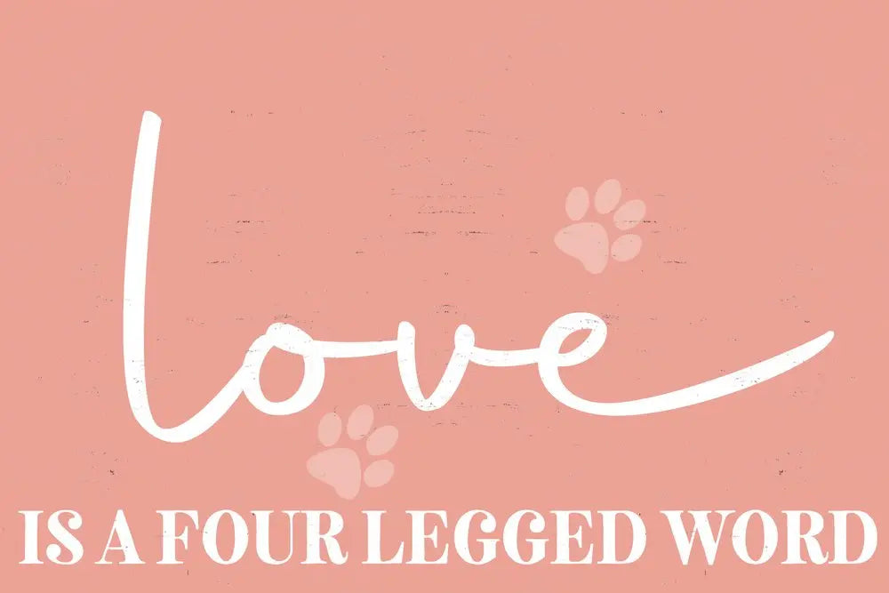 12" X 12" Pink And White Love Is A Four Legged Word Canvas Wall Decor HomeRoots