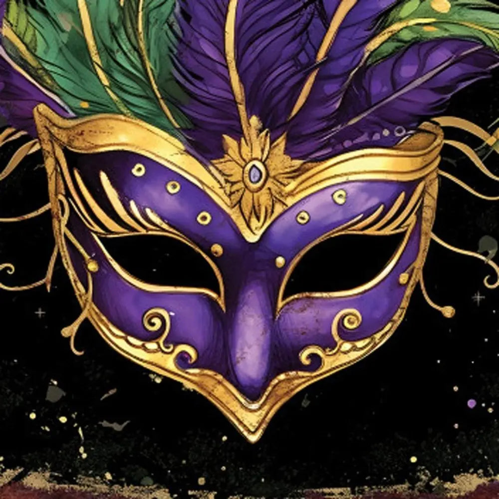 12" X 12" Black Gold And Purple Mardi Gras Canvas Square Hanging Wall Decor HomeRoots