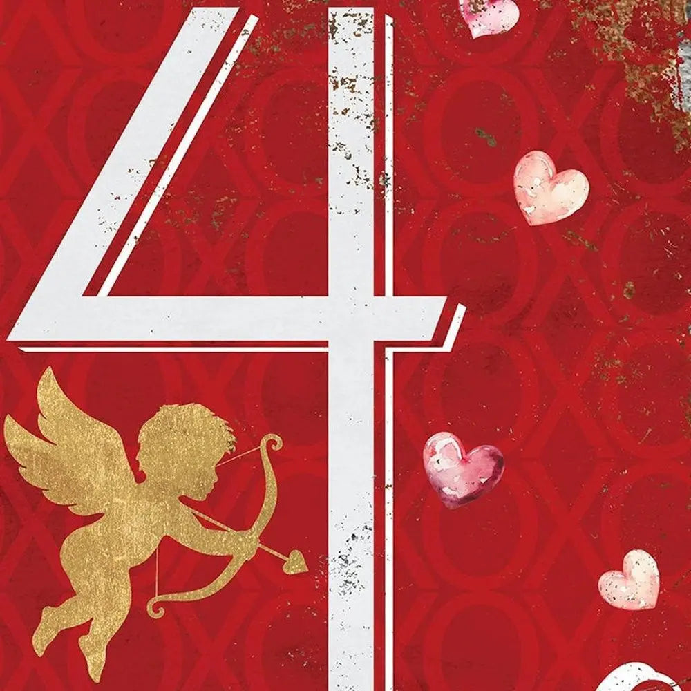 12" X 12" Red Pink And White Valentine's Day 14-Feb Canvas Square Hanging Wall Decor HomeRoots