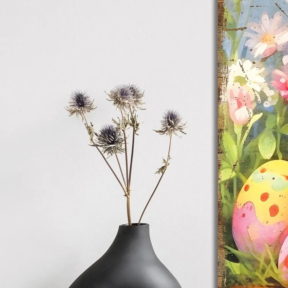 12" X 12" White Yellow And Pink Rabbit Easter Floral Canvas Square Hanging Wall Decor HomeRoots