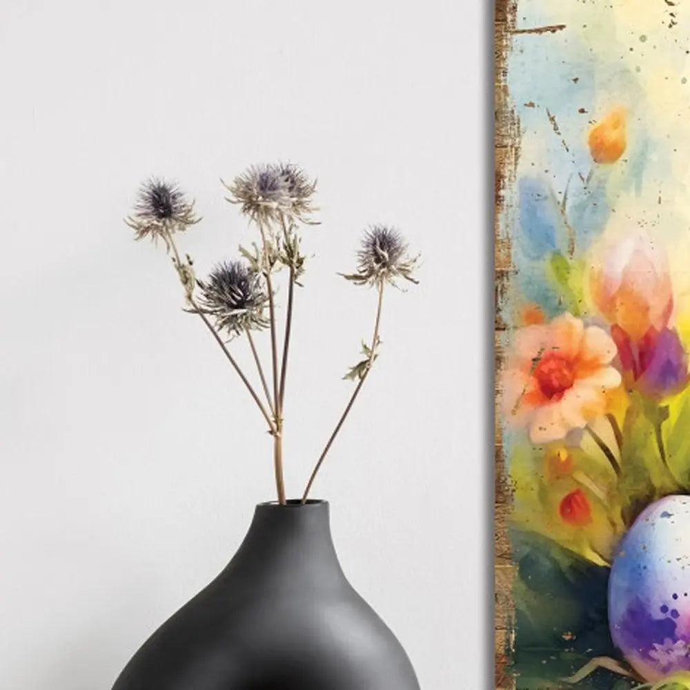 12" X 12" White Yellow And Pink Rabbit Easter Floral Canvas Square Hanging Wall Decor HomeRoots