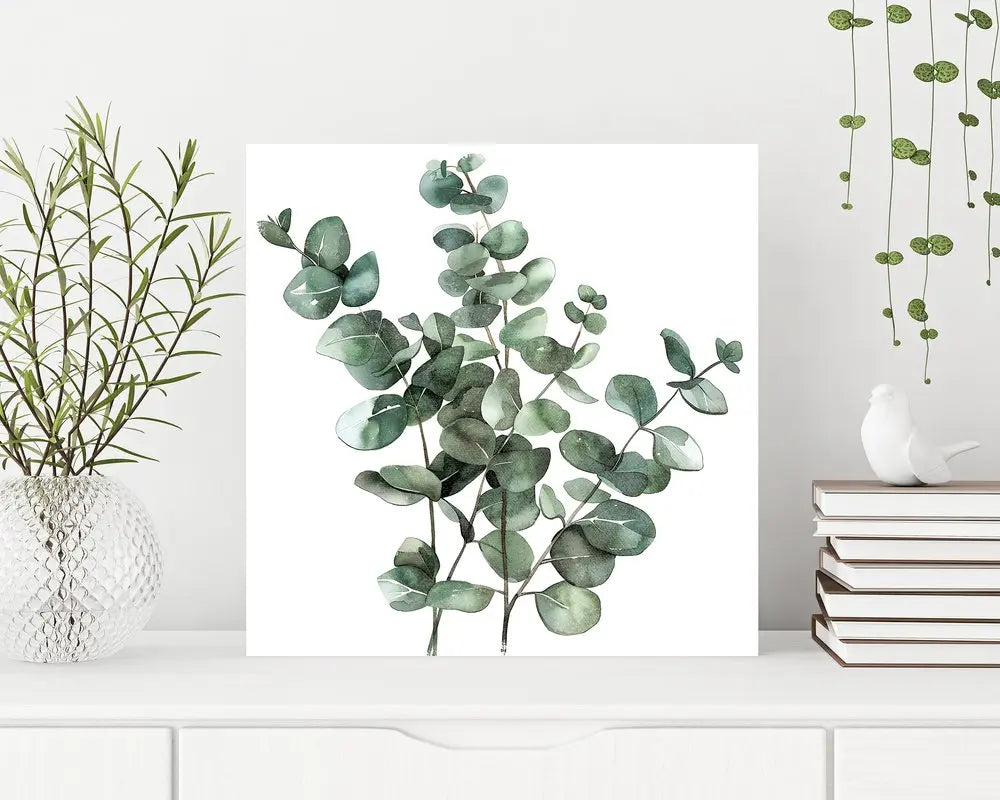 12" X 12" White And Green Floral Canvas Square Hanging Wall Decor HomeRoots