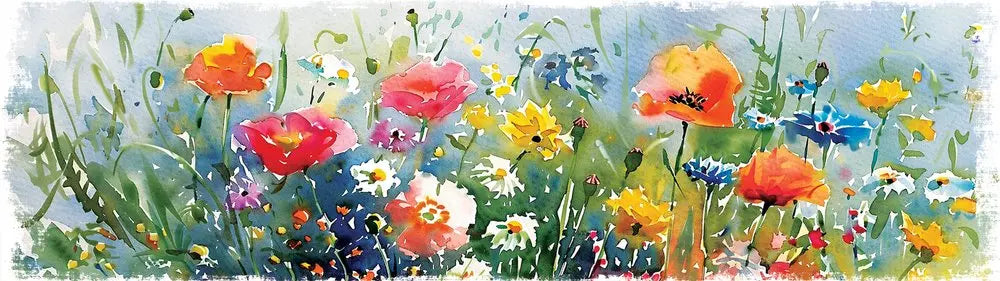 10" X 32" White Green And Red Flower Floral Wood Hanging Wall Decor HomeRoots