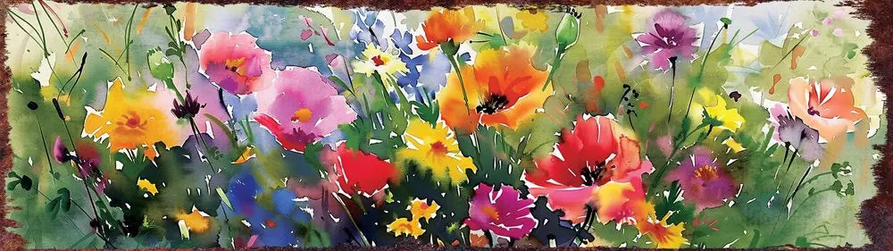 10" X 32" White Green And Red Flower Floral Wood Hanging Wall Decor HomeRoots