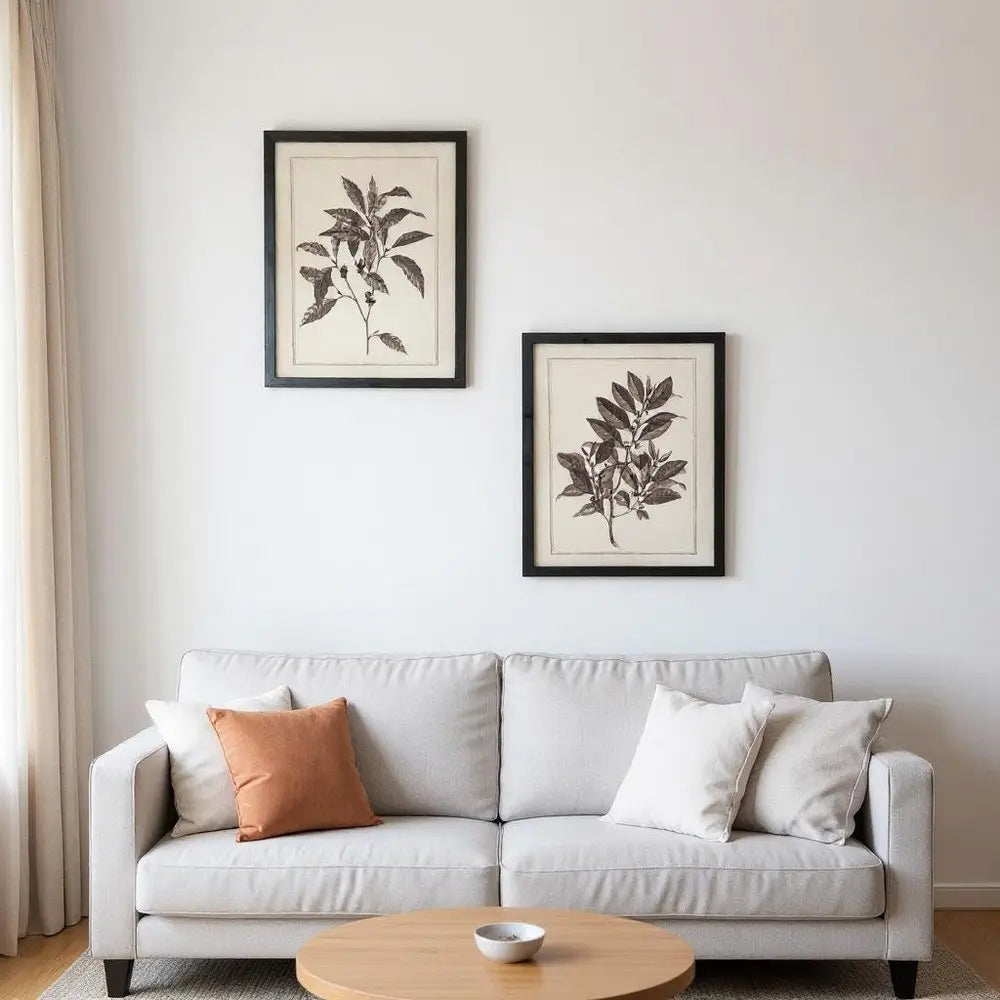 Set of Two Black And White Flower Canvas Square Framed Art HomeRoots