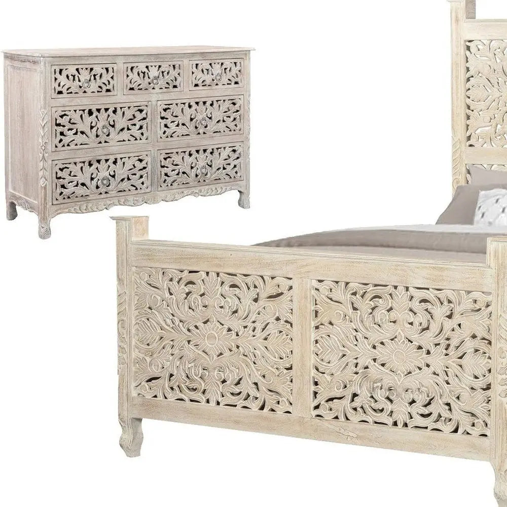 Three Piece White Solid Wood Bedroom Set HomeRoots