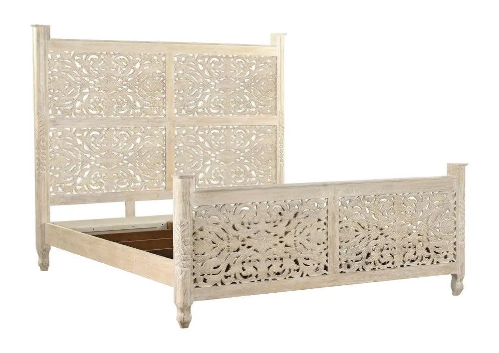 Three Piece White Solid Wood Bedroom Set HomeRoots