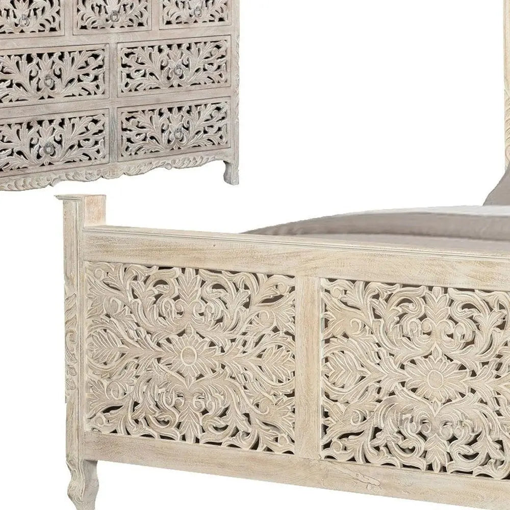 Three Piece White Solid Wood Bedroom Set HomeRoots