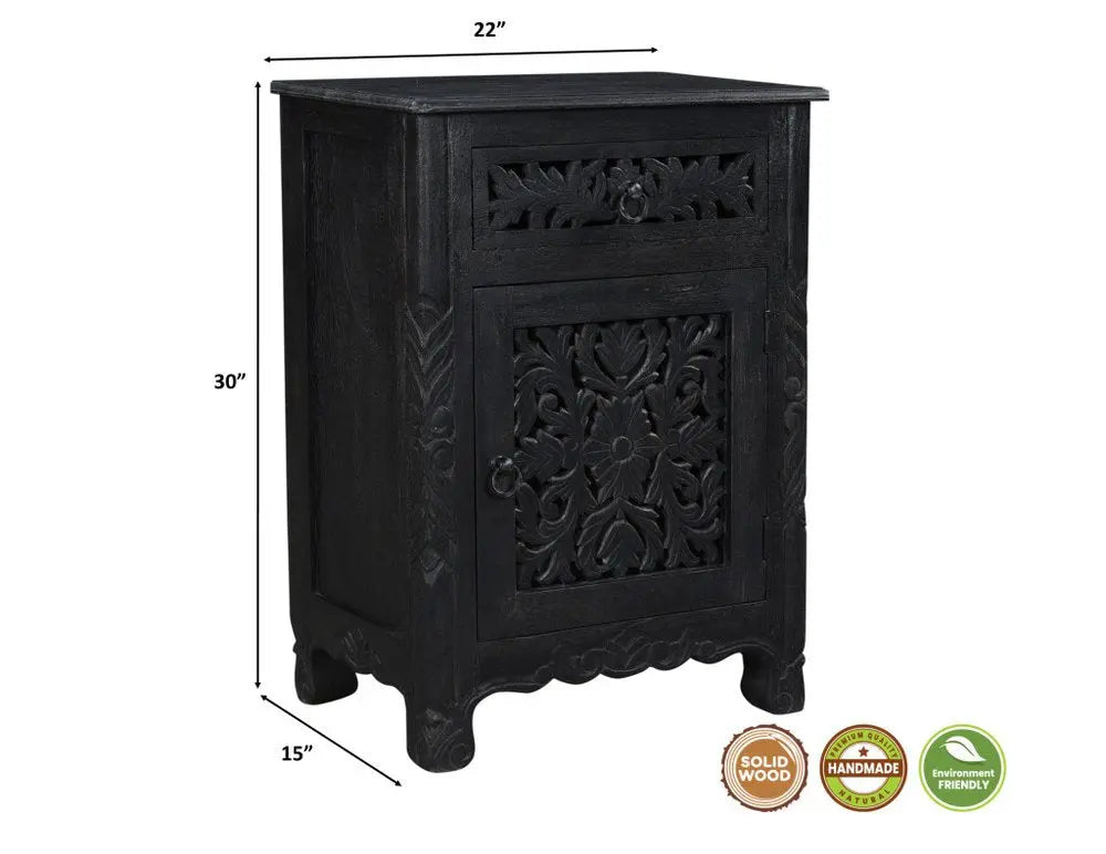 Three Piece Black Solid Wood Bedroom Set HomeRoots