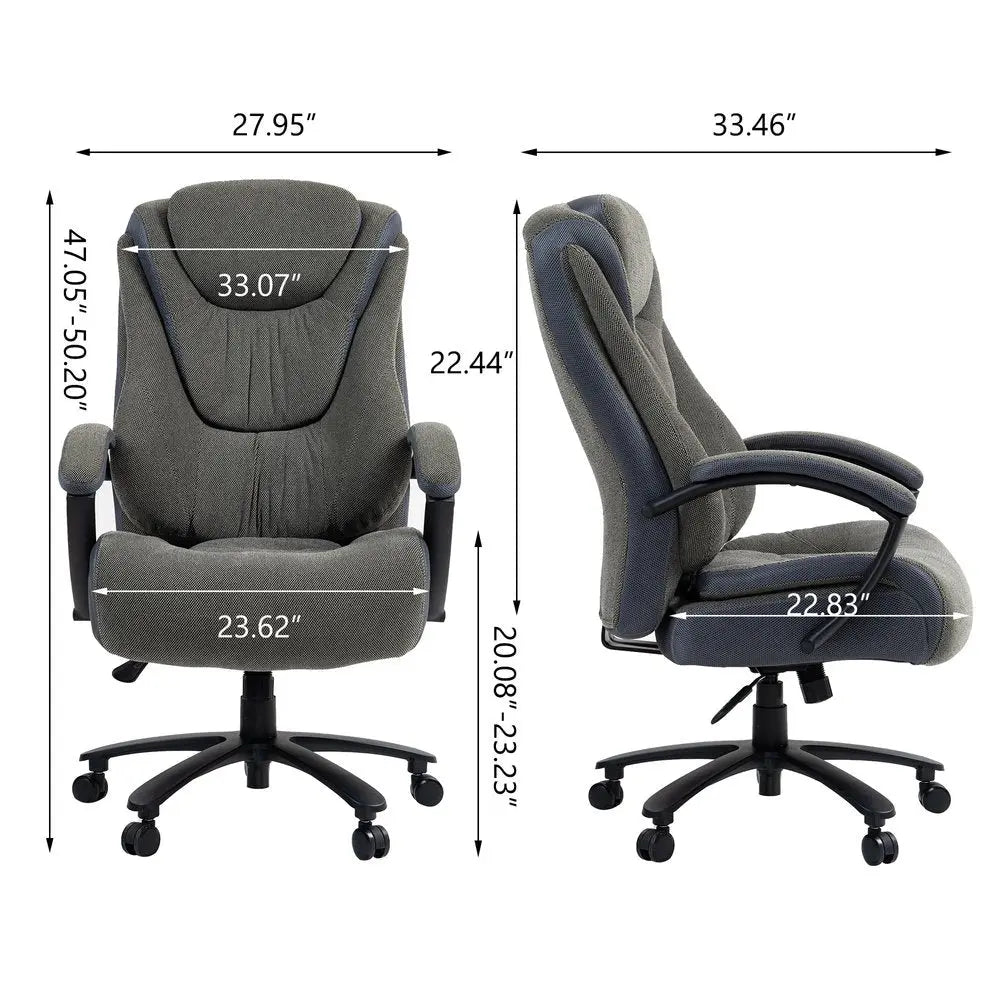 Set of Two Gray and Black Adjustable Height Swivel Rolling Executive Office Chair HomeRoots