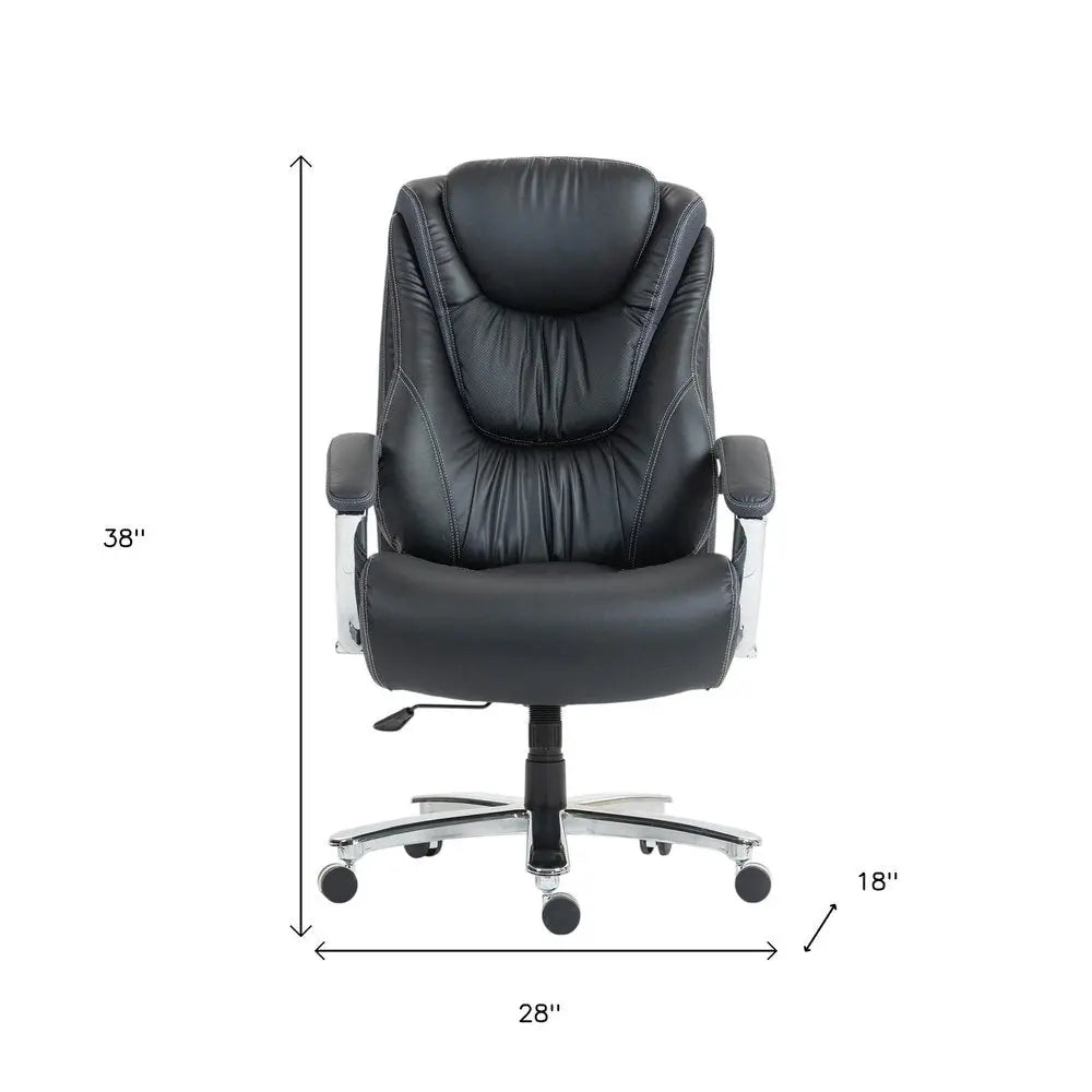 Set of Two Black and Silver Adjustable Height Swivel Rolling Executive Office Chairs HomeRoots