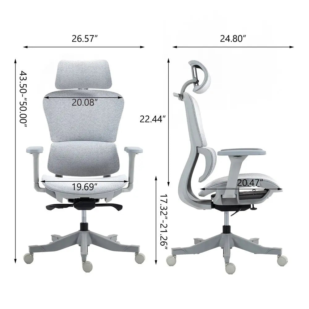 Set of Two Gray Adjustable Height Swivel Rolling Office Chairs HomeRoots