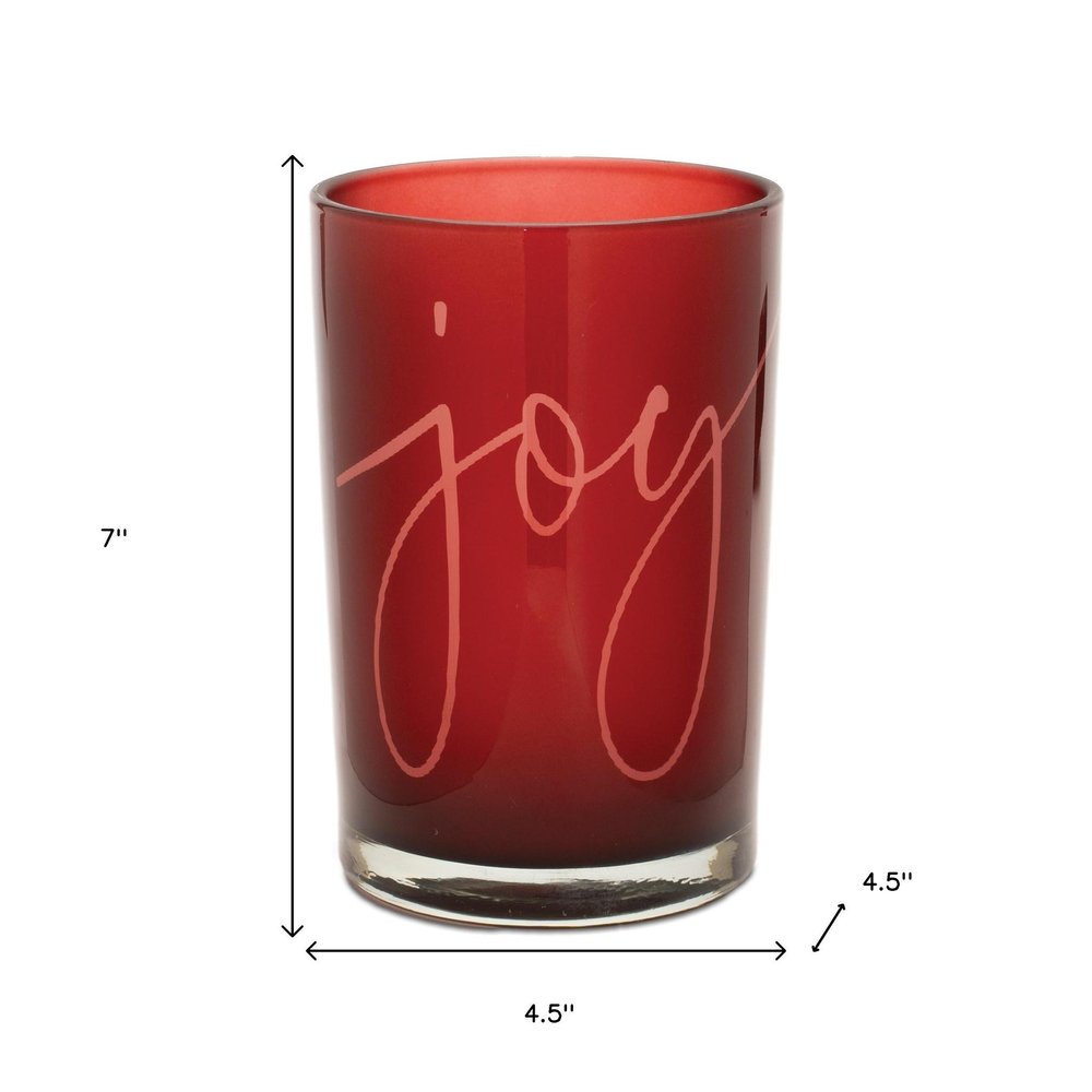 Set of Two Red Snowflake Glass Tabletop Votive Candle Holders