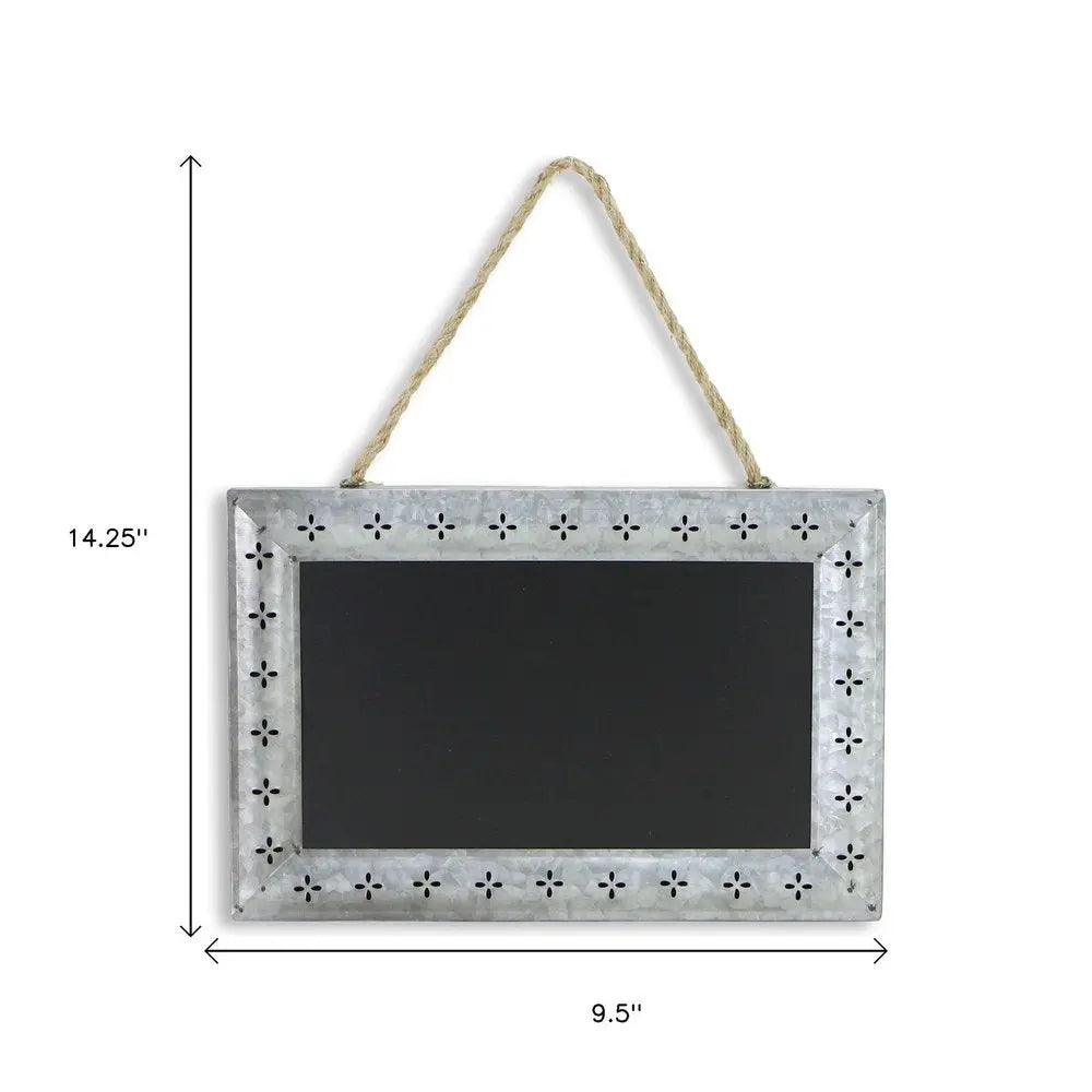 10" X 14" Gray Floral Metal Hanging Chalkboard HomeRoots