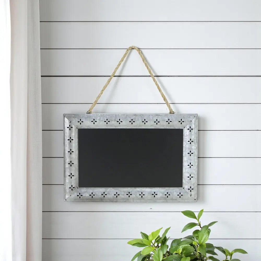 10" X 14" Gray Floral Metal Hanging Chalkboard HomeRoots