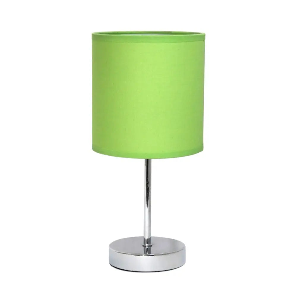 12" Silver Metal Table Lamp LED With Green Drum Shade HomeRoots