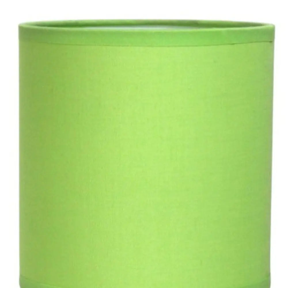 12" Silver Metal Table Lamp LED With Green Drum Shade HomeRoots