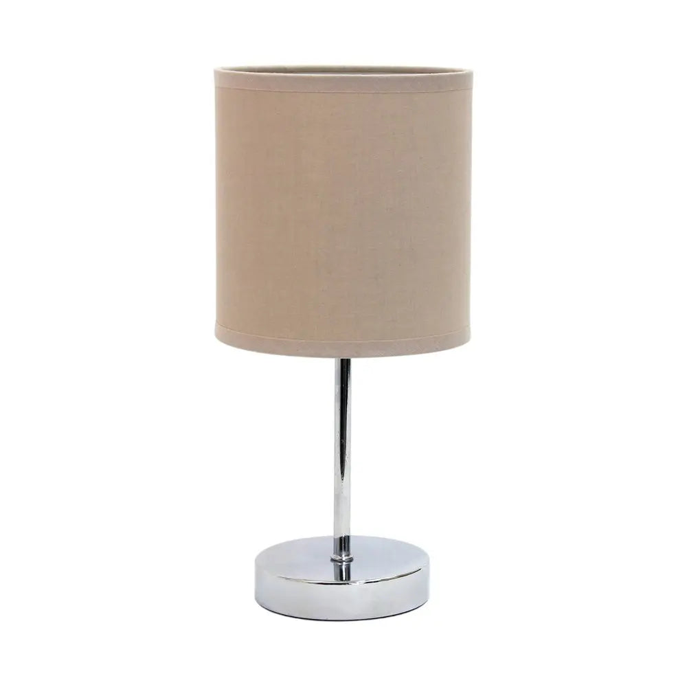 12" Silver Metal Table Lamp LED With Gray Drum Shade HomeRoots