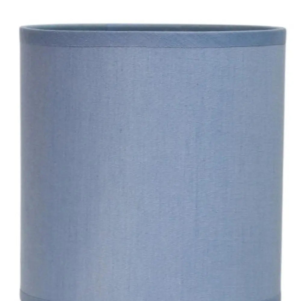 12" Silver Metal Table Lamp LED With Purple Drum Shade HomeRoots