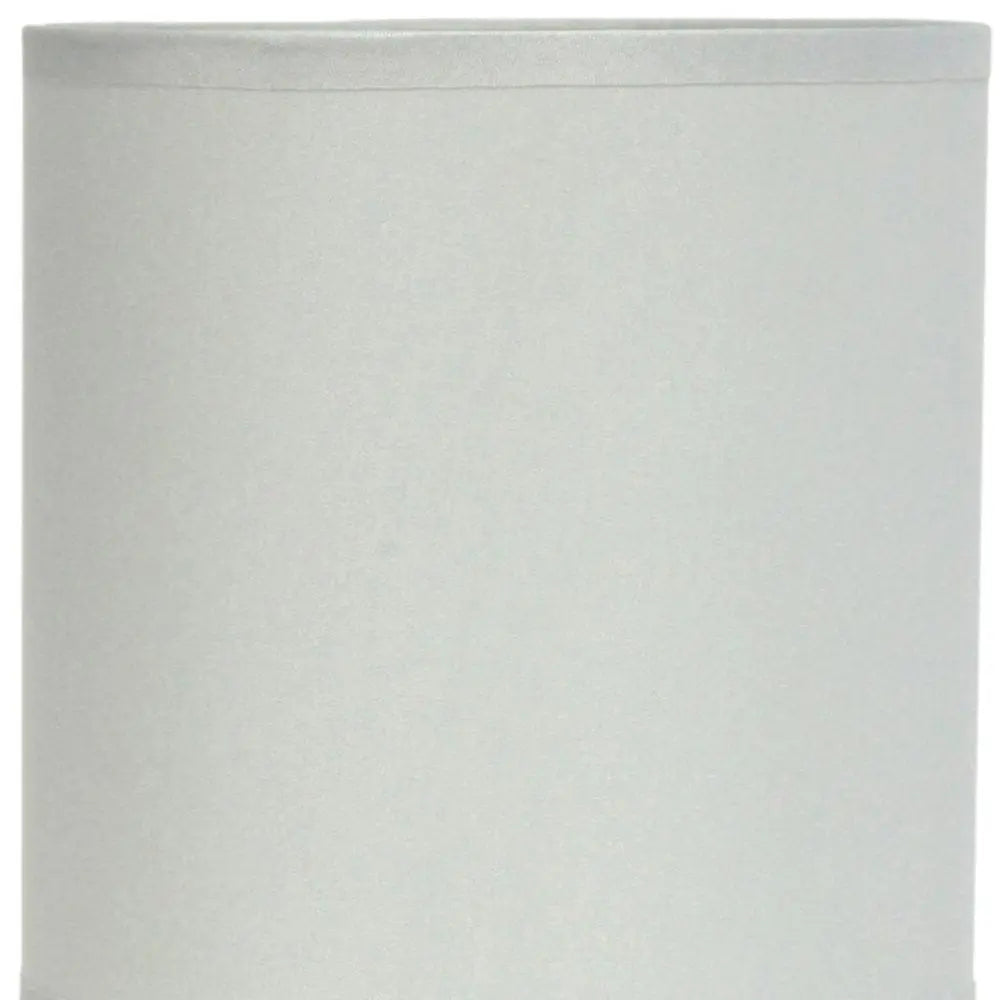 12" Silver Metal Table Lamp LED With Slate Gray Drum Shade HomeRoots