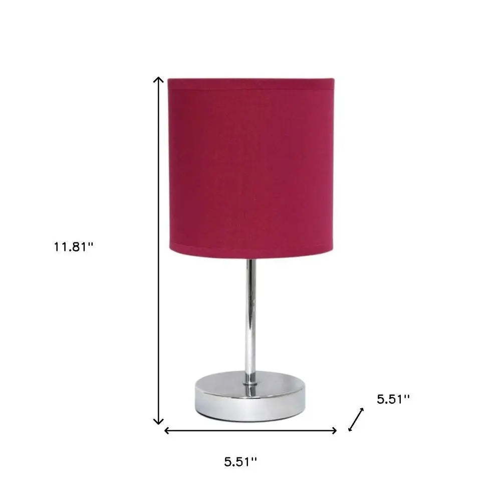 12" Silver Metal Table Lamp LED With Wine Drum Shade HomeRoots