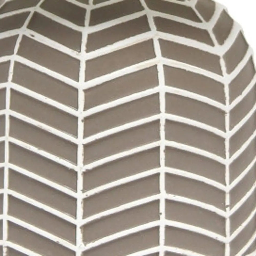 10" Taupe Ceramic Round Table Lamp With White Drum Shade HomeRoots