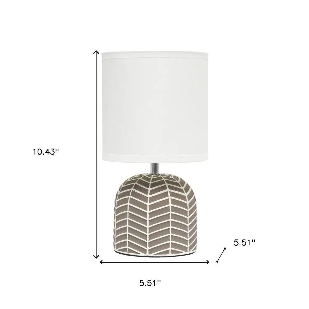 10" Taupe Ceramic Round Table Lamp With White Drum Shade HomeRoots