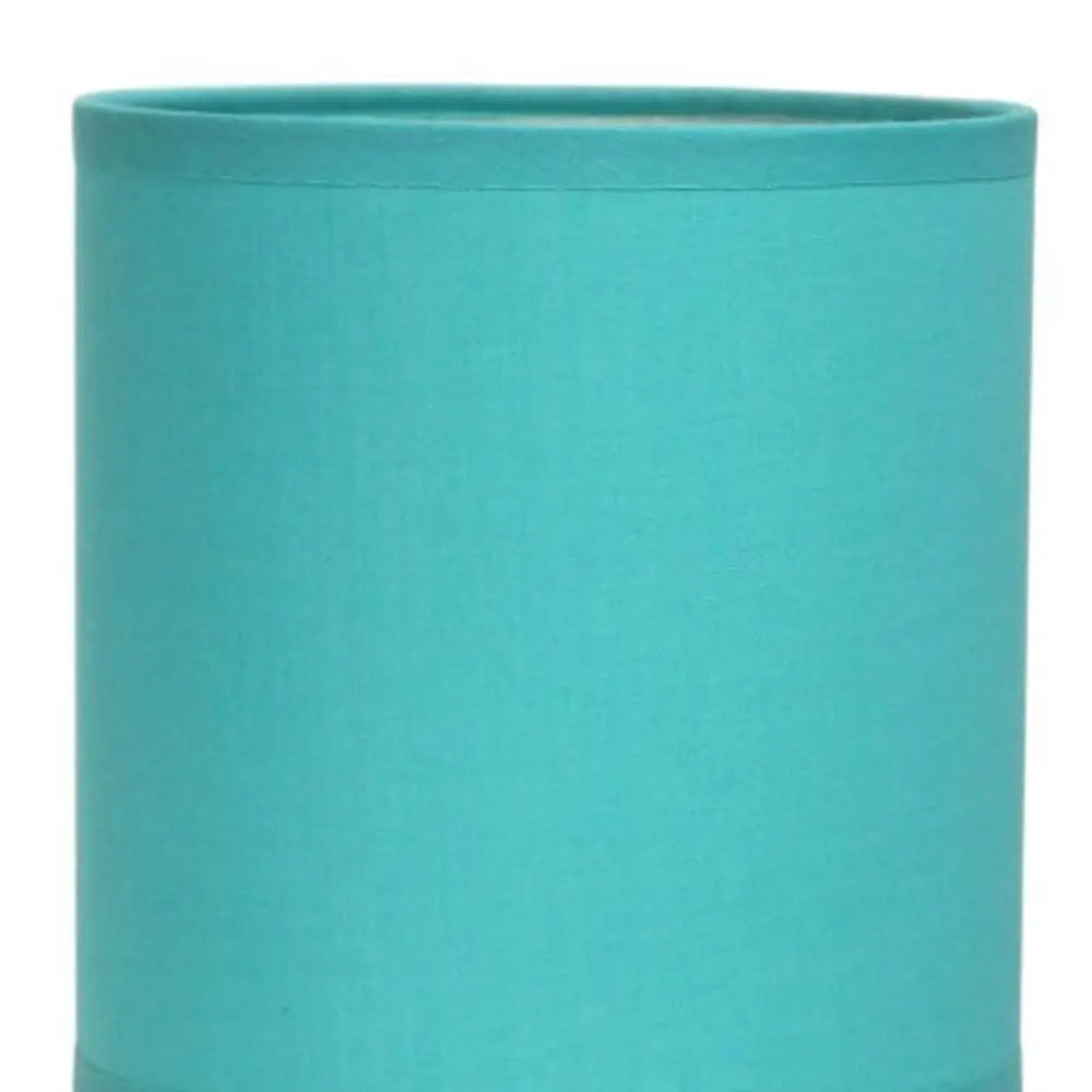 12" Silver Metal Table Lamp LED With Blue Drum Shade HomeRoots