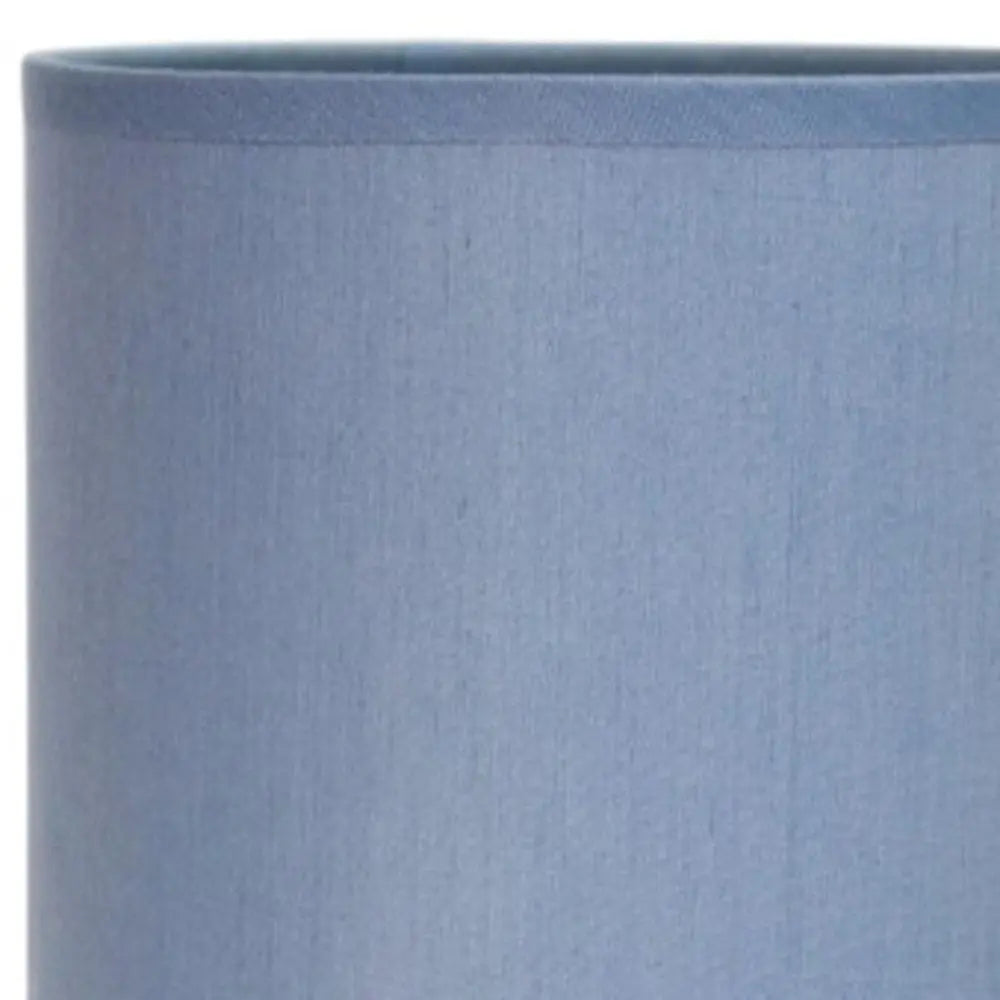 12" Silver Metal Table Lamp LED With Purple Drum Shade HomeRoots