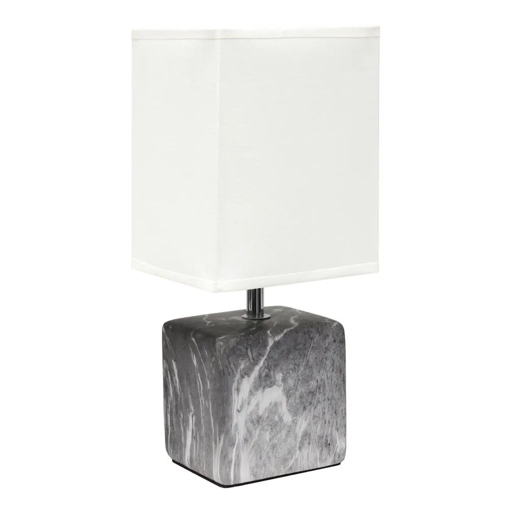 12" White Ceramic Square Table Lamp With White Shade HomeRoots