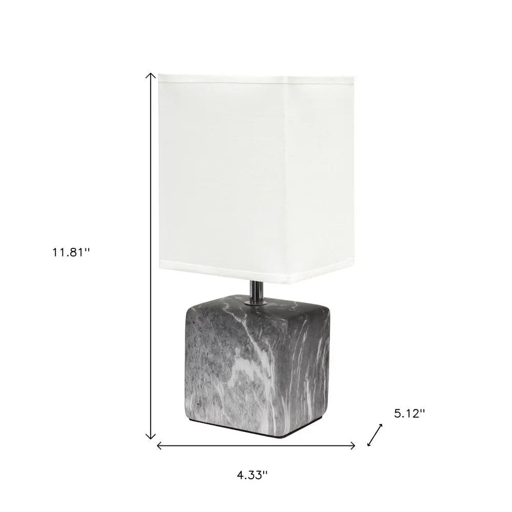 12" White Ceramic Square Table Lamp With White Shade HomeRoots