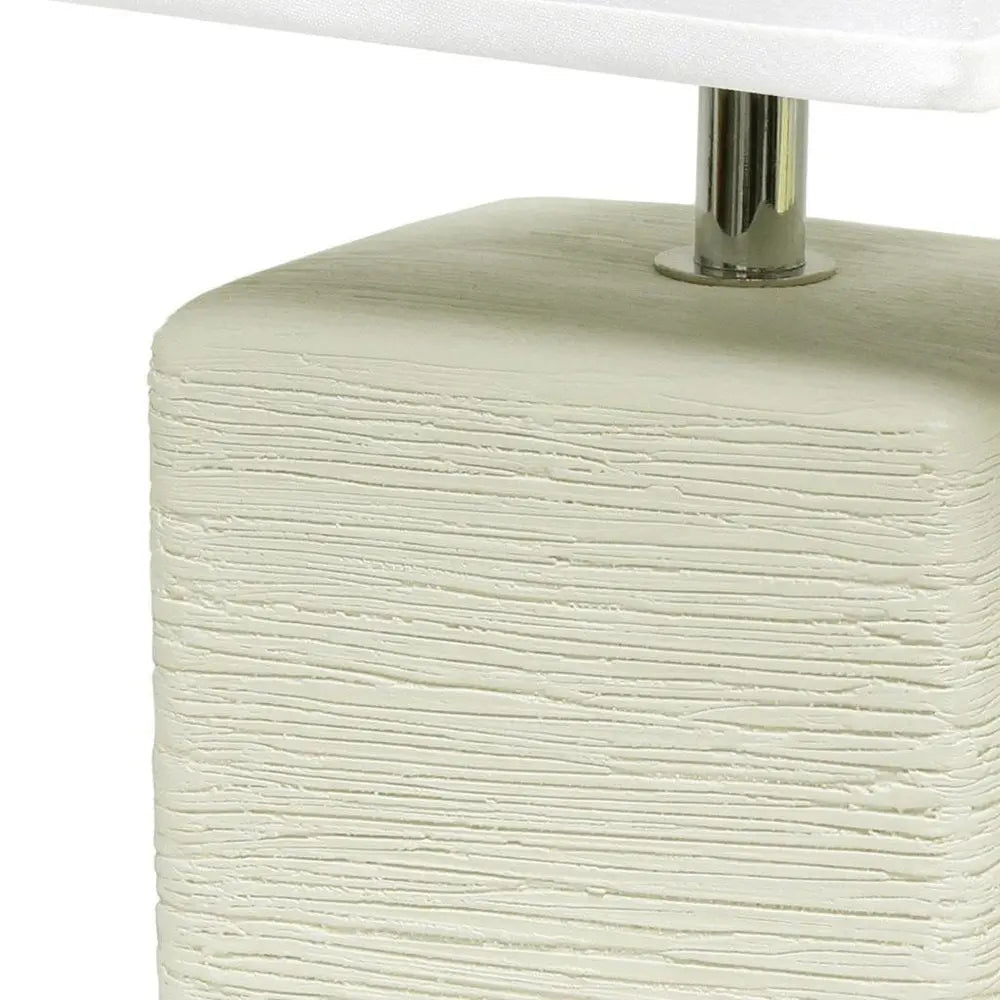 12" Off White Ceramic Square Table Lamp With White Shade HomeRoots