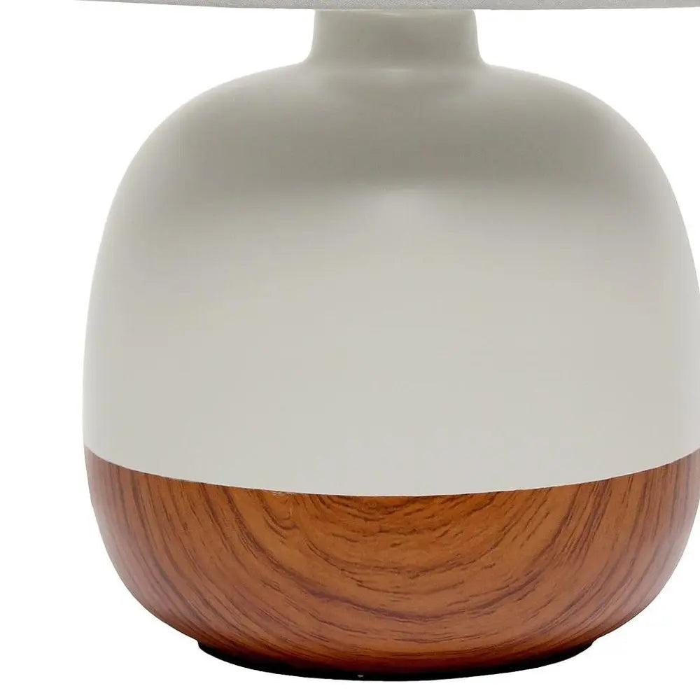 12" Dark Brown Ceramic Round Table Lamp With Gray Drum Shade HomeRoots