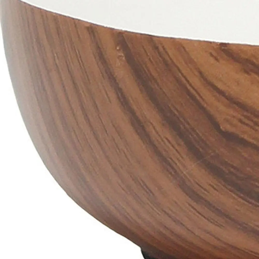 12" Dark Brown Ceramic Round Table Lamp With White Drum Shade HomeRoots