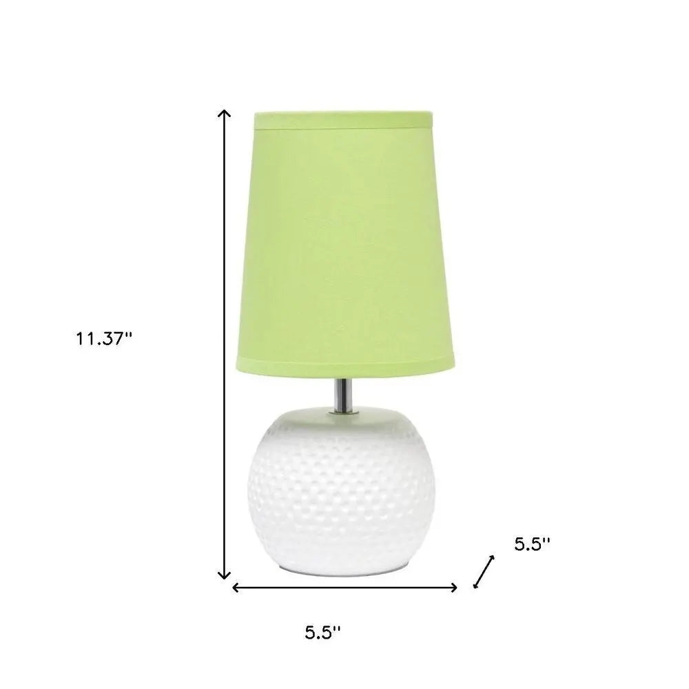 11" White Ceramic Round Table Lamp With Green Drum Shade HomeRoots