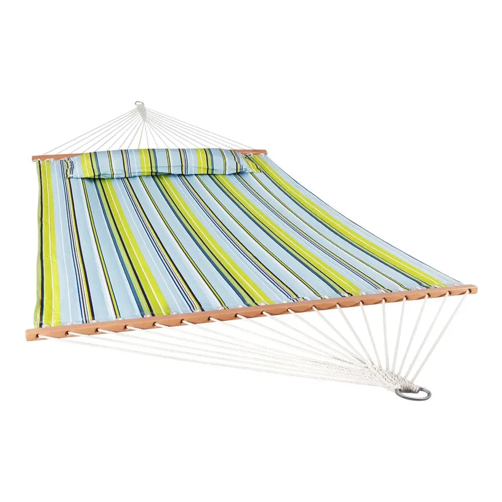 Aqua And Lime Green Striped Double Hammock