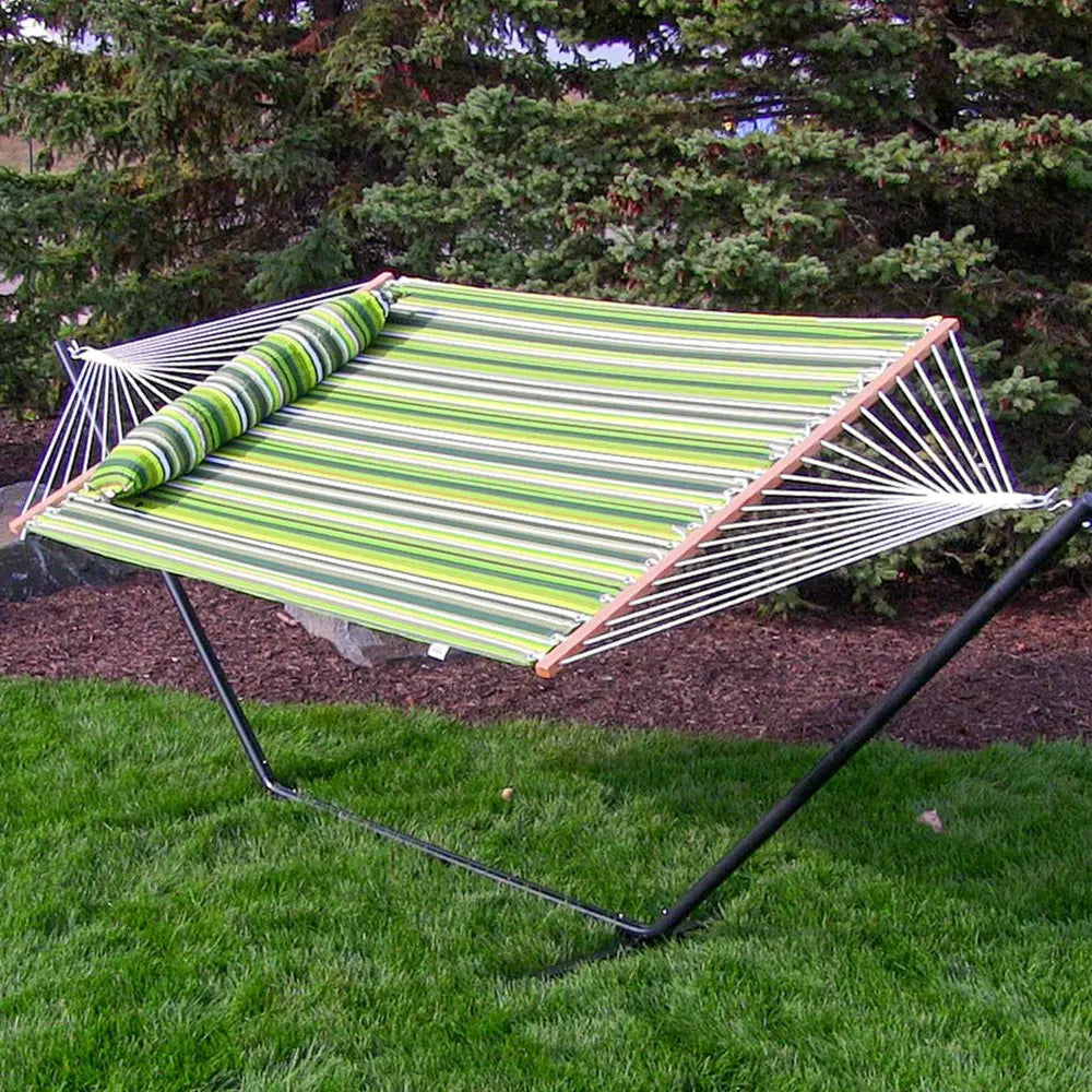 Green And Yellow Striped Double Hammock HomeRoots