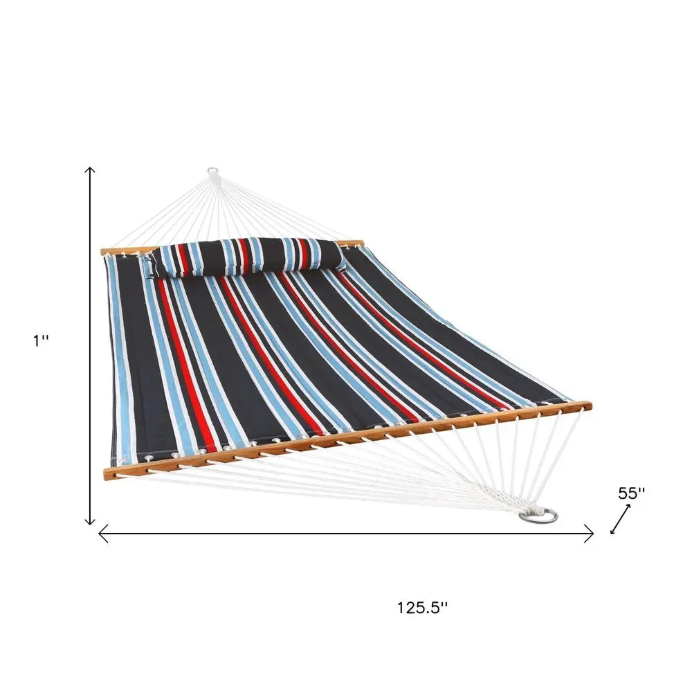 Blue Red And White Striped Double Hammock