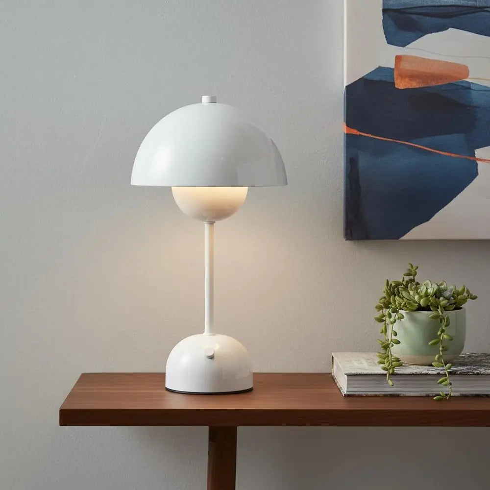 12" White Metal Table Lamp HomeRoots