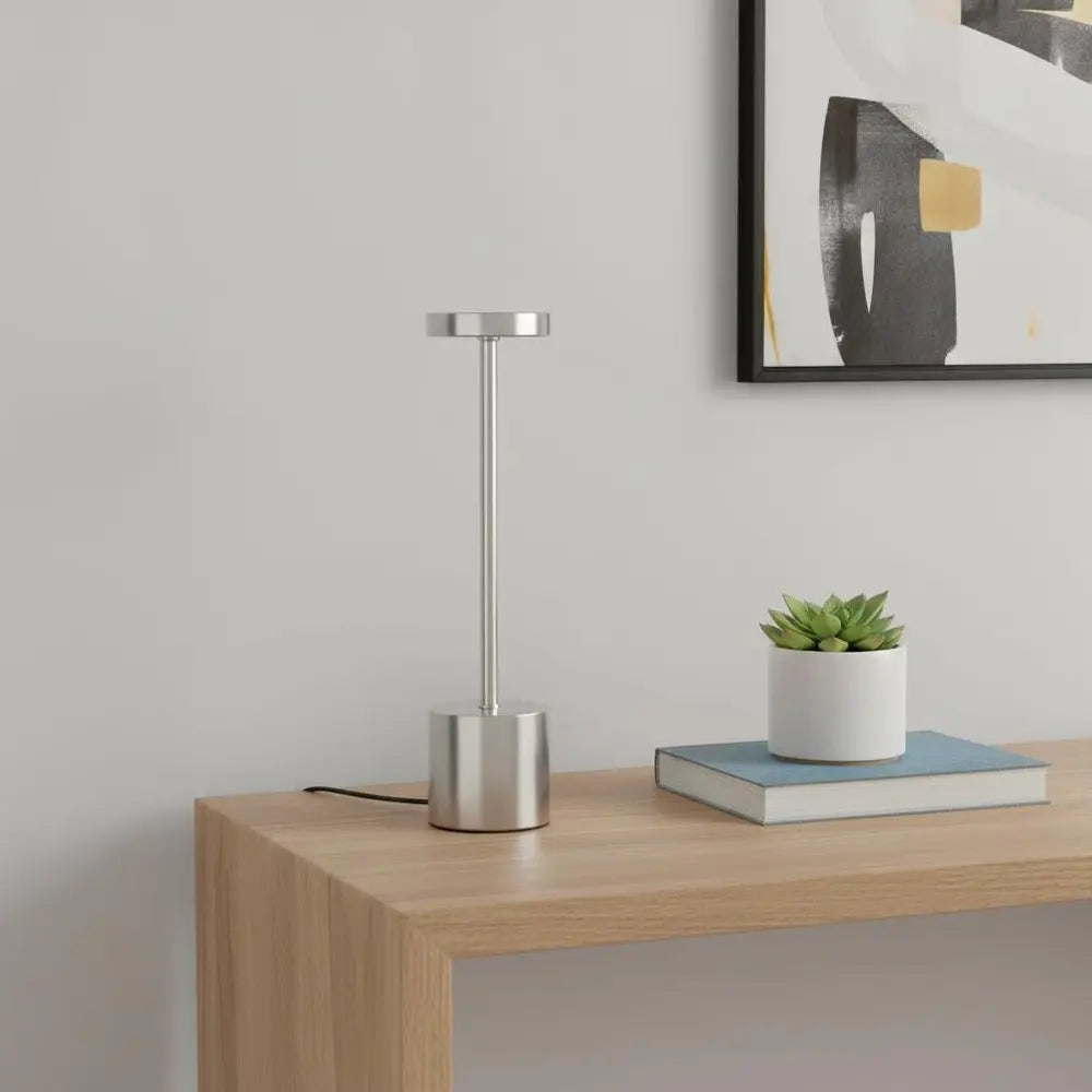 13" Silver Metal Table Lamp HomeRoots