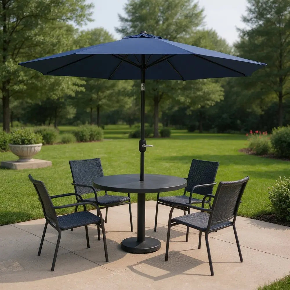 96" Dark Blue Polyester Octagonal Tilt Market Patio Umbrella HomeRoots