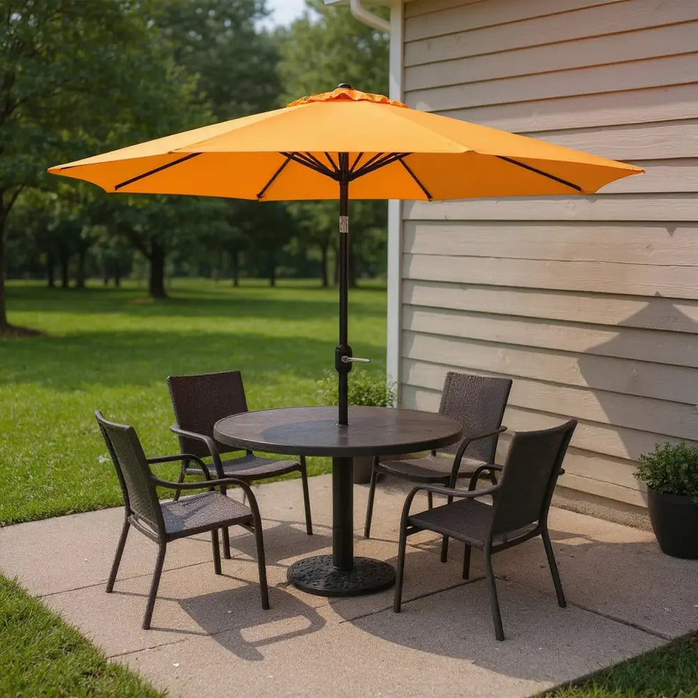 96" Gold Polyester Octagonal Tilt Market Patio Umbrella HomeRoots
