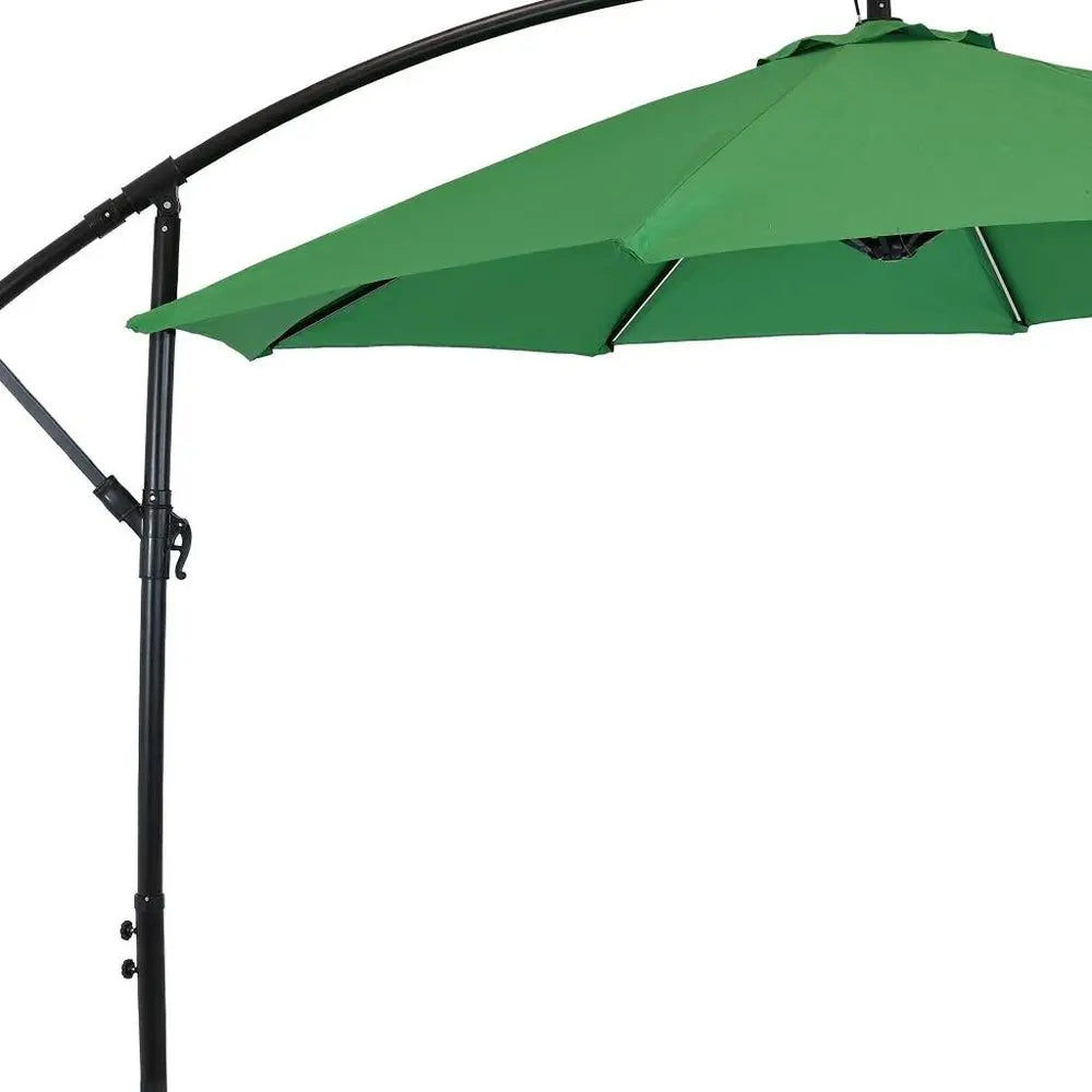 95" Green Polyester Octagonal Tilt Lighted Market Patio Umbrella with Stand HomeRoots