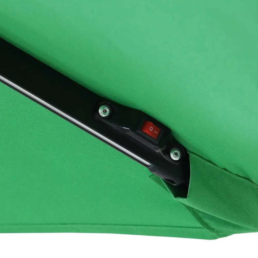 95" Green Polyester Octagonal Tilt Lighted Market Patio Umbrella with Stand HomeRoots