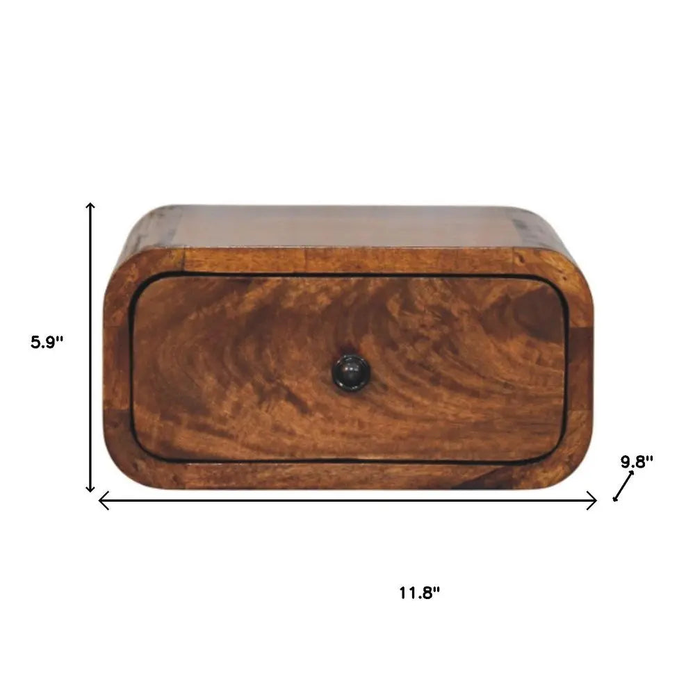 12" Chestnut Solid Wood One Drawer Floating Nightstand HomeRoots