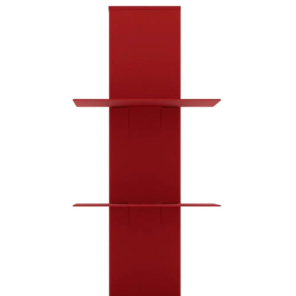 38" Red Metal Six Shelf Modern Tower Bookcase HomeRoots