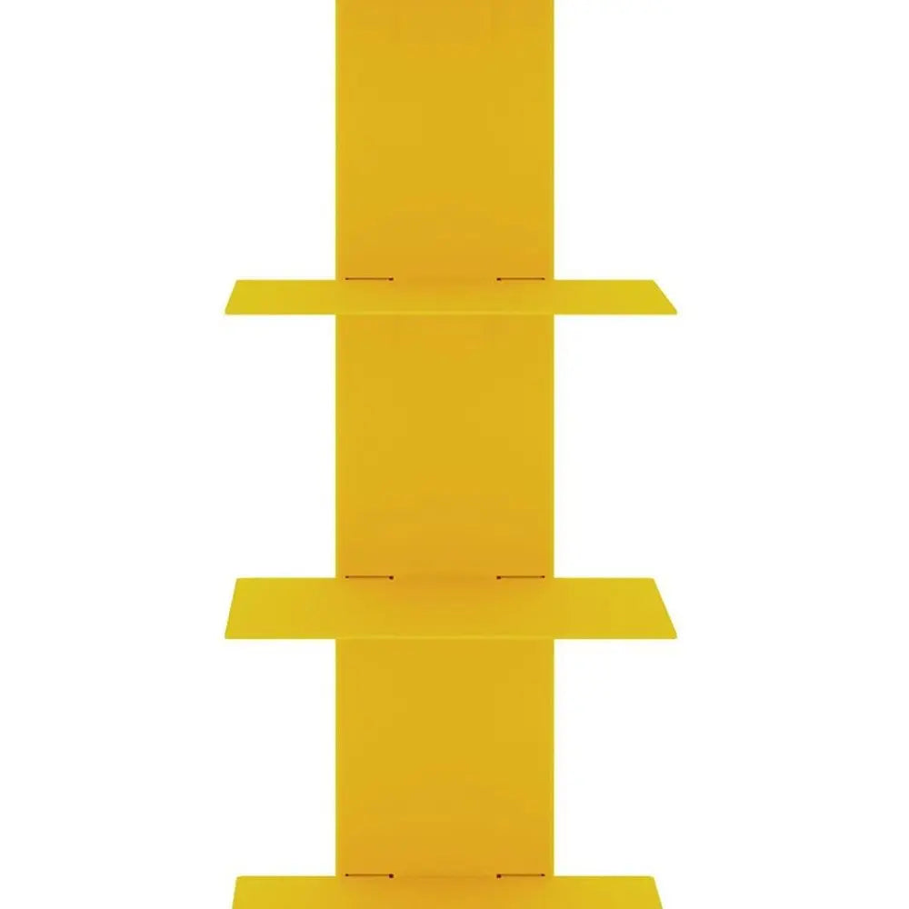 38" Yellow Metal Six Shelf Modern Tower Bookcase HomeRoots