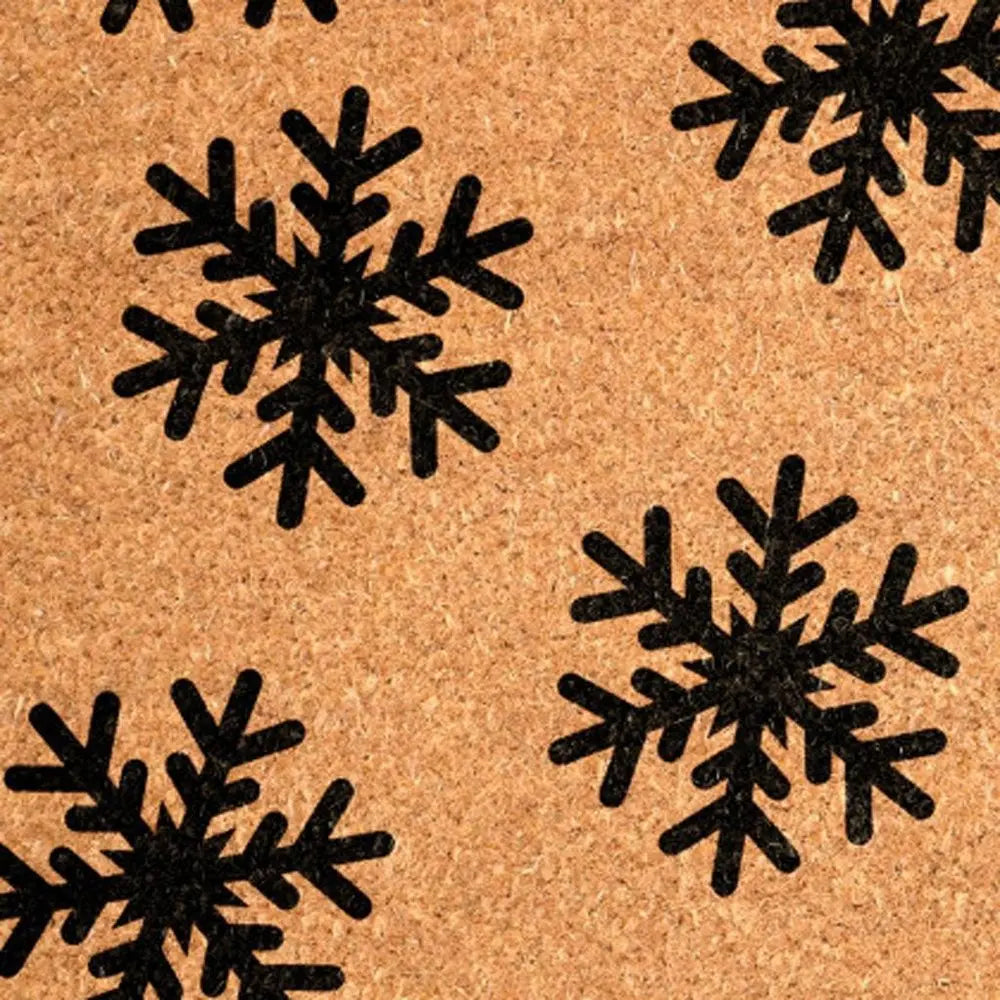 17" X 29" Brown And White Christmas Snowflake Outdoor Coir Door Mat HomeRoots