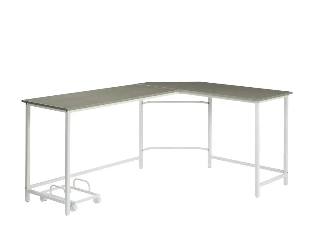 66" Gray and White L Shape Computer Desk - NOBLE HOME INTERIORS