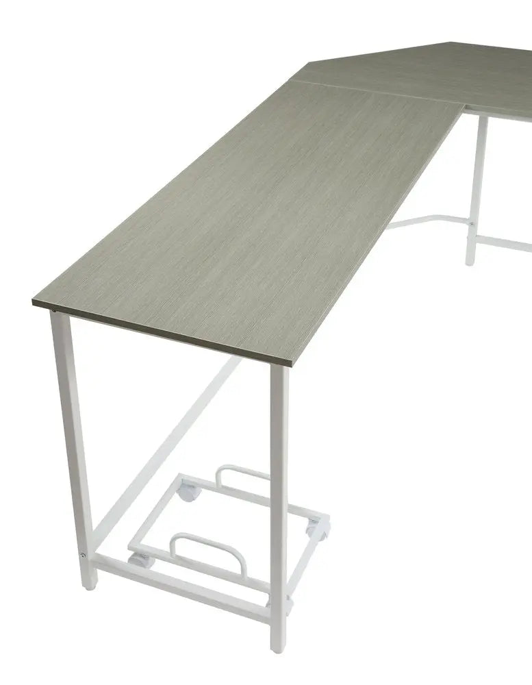 66" Gray and White L Shape Computer Desk - NOBLE HOME INTERIORS